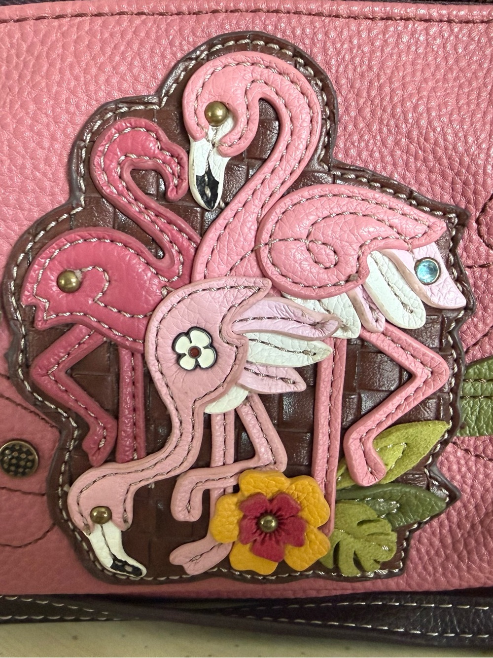 CHALA Pink Flamingo Deluxe Crossbody Bag Vegan Leather Whimsical Purse